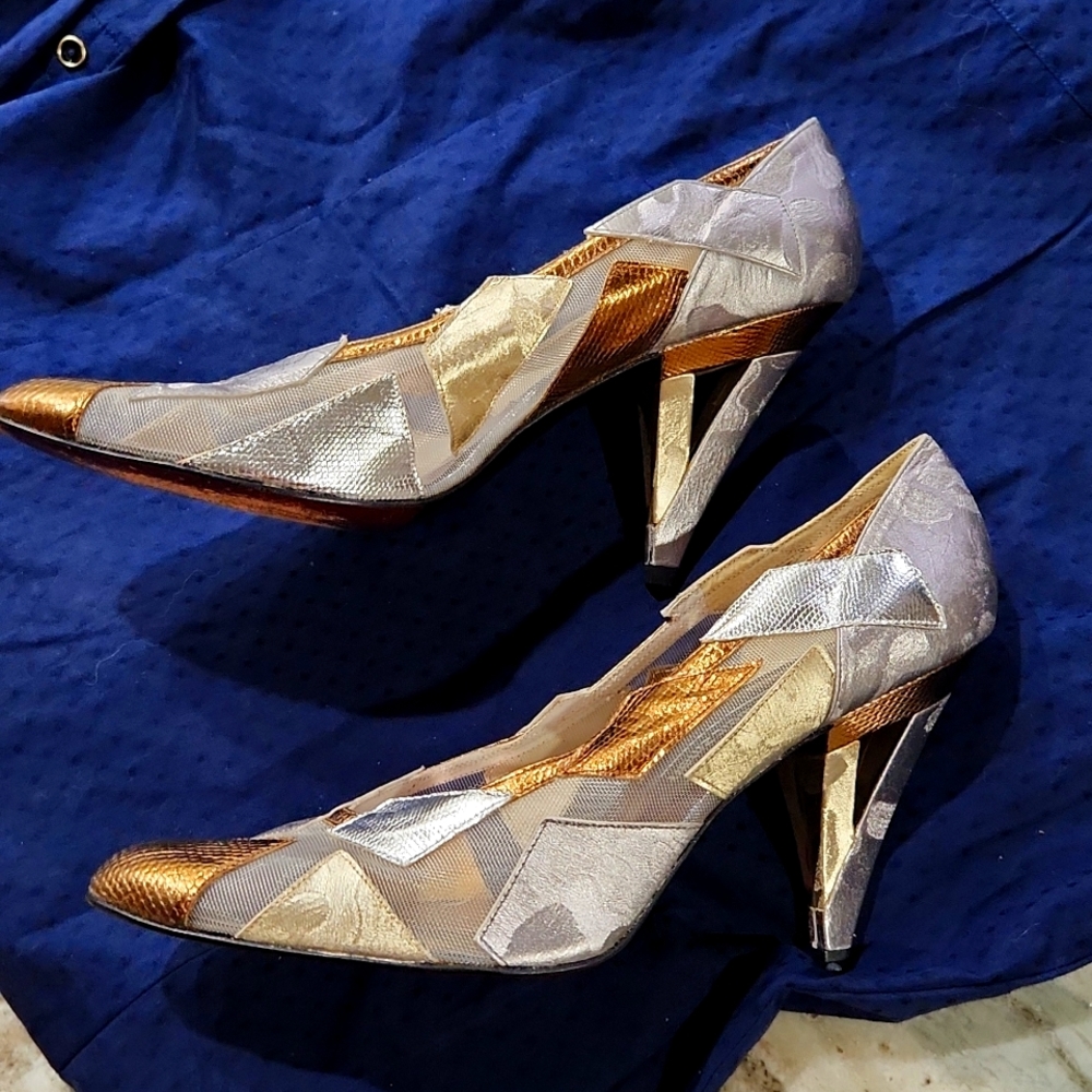 Stuart Weitzman Gold and Silver Heels